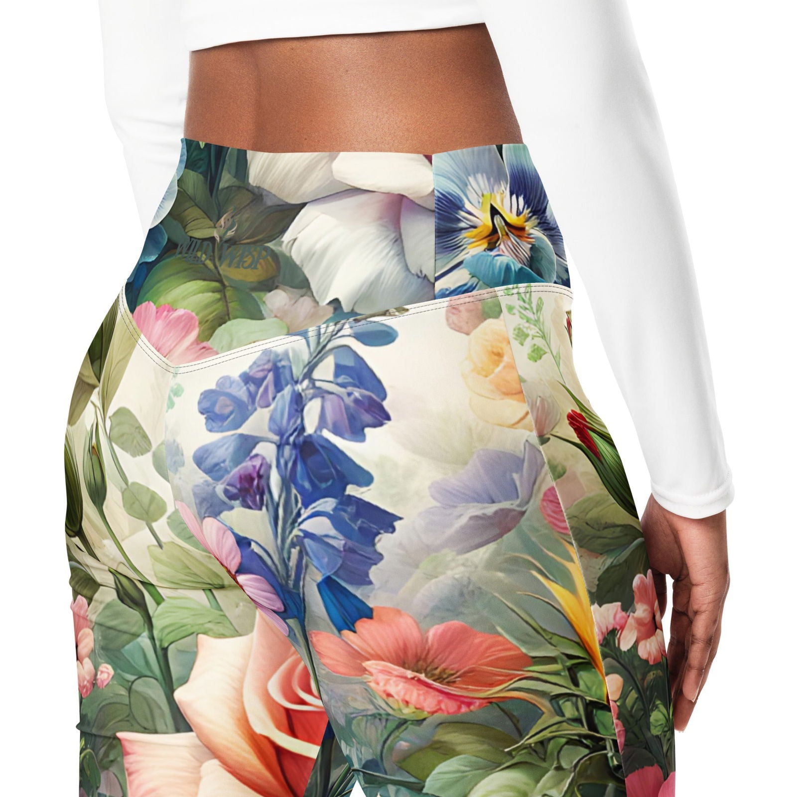 'Garden Flowers' Flare leggings with pockets Leggings