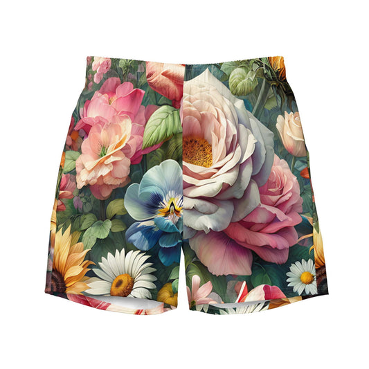 'Garden Flowers' Men's recycled swim trunks Swimwear