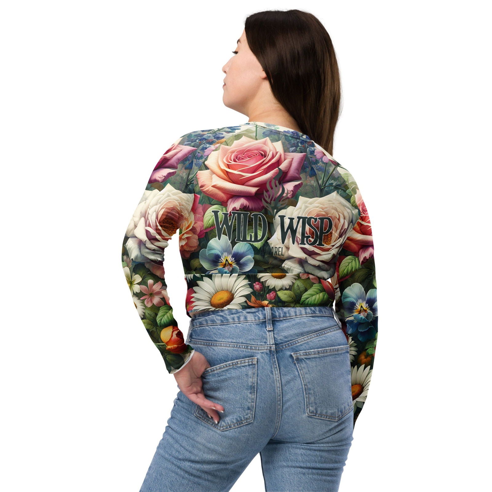 Garden Flowers Recycled Long Sleeve Crop Top Crop Tops
