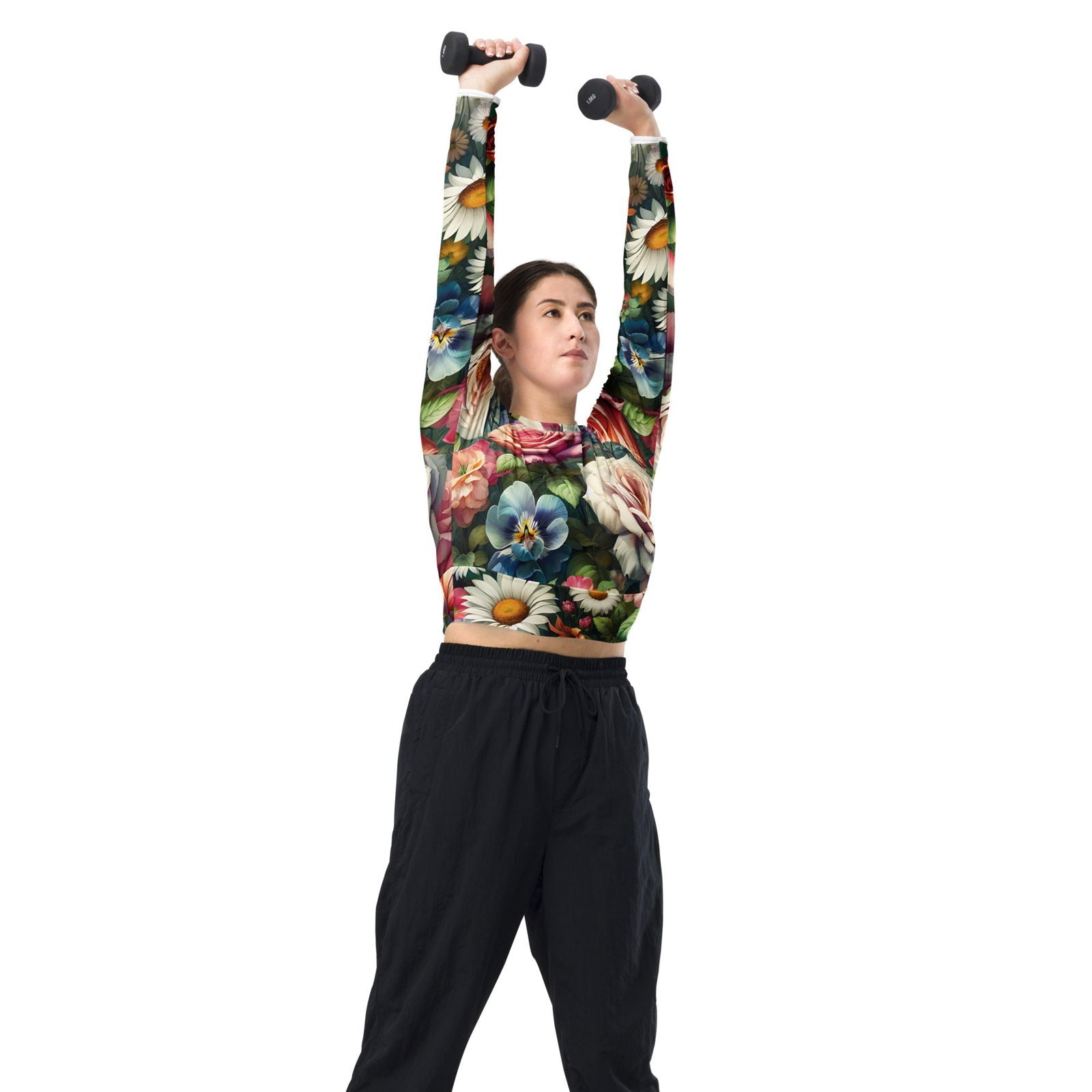 Garden Flowers Recycled Long Sleeve Crop Top Crop Tops