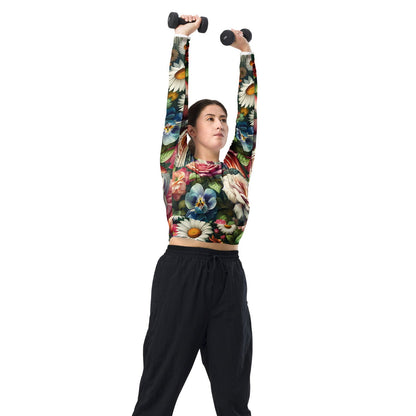 Garden Flowers Recycled Long Sleeve Crop Top Crop Tops