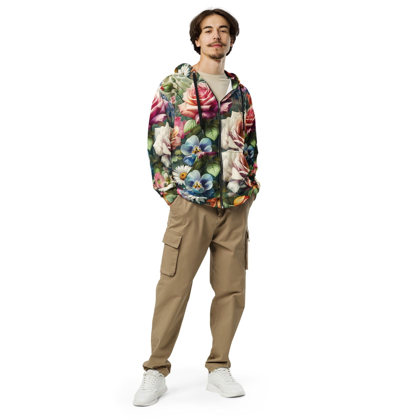 'Garden Flowers' Recycled Unisex Zip Hoodie Hoodies