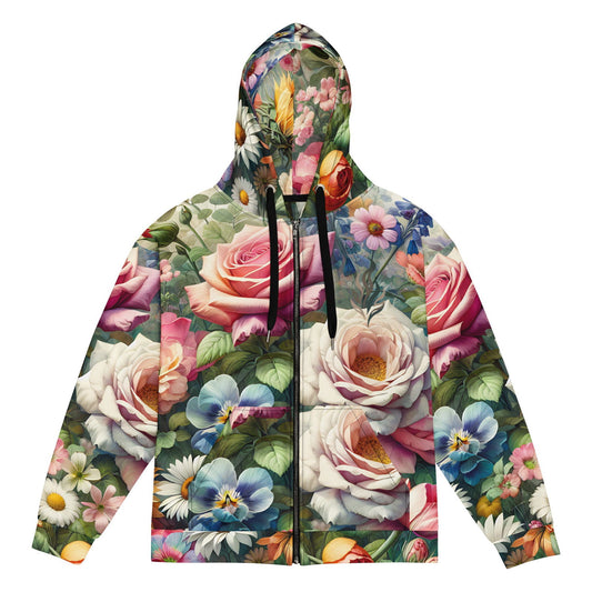 'Garden Flowers' Recycled Unisex Zip Hoodie Hoodies