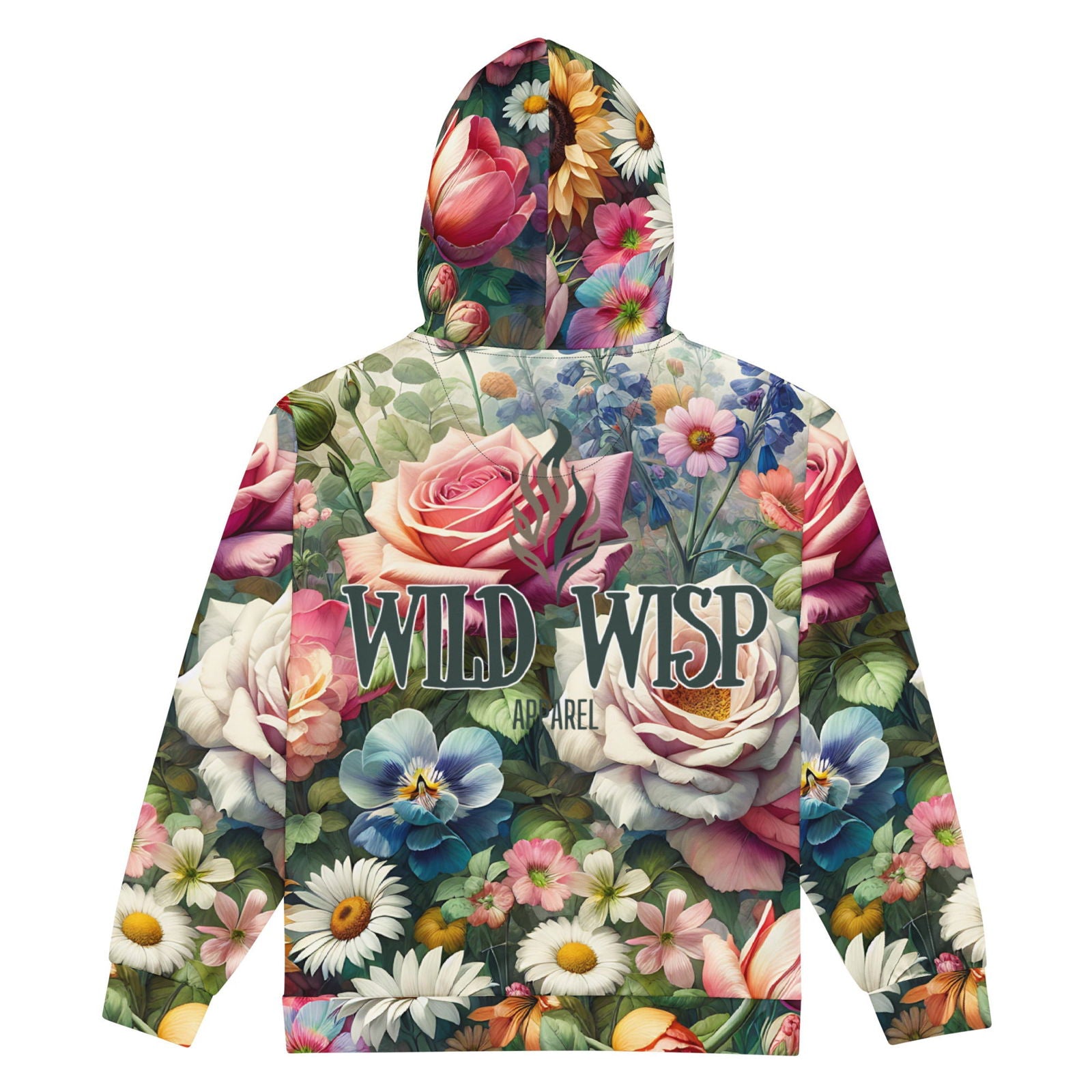 'Garden Flowers' Recycled Unisex Zip Hoodie Hoodies