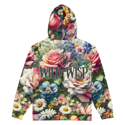 'Garden Flowers' Recycled Unisex Zip Hoodie Hoodies