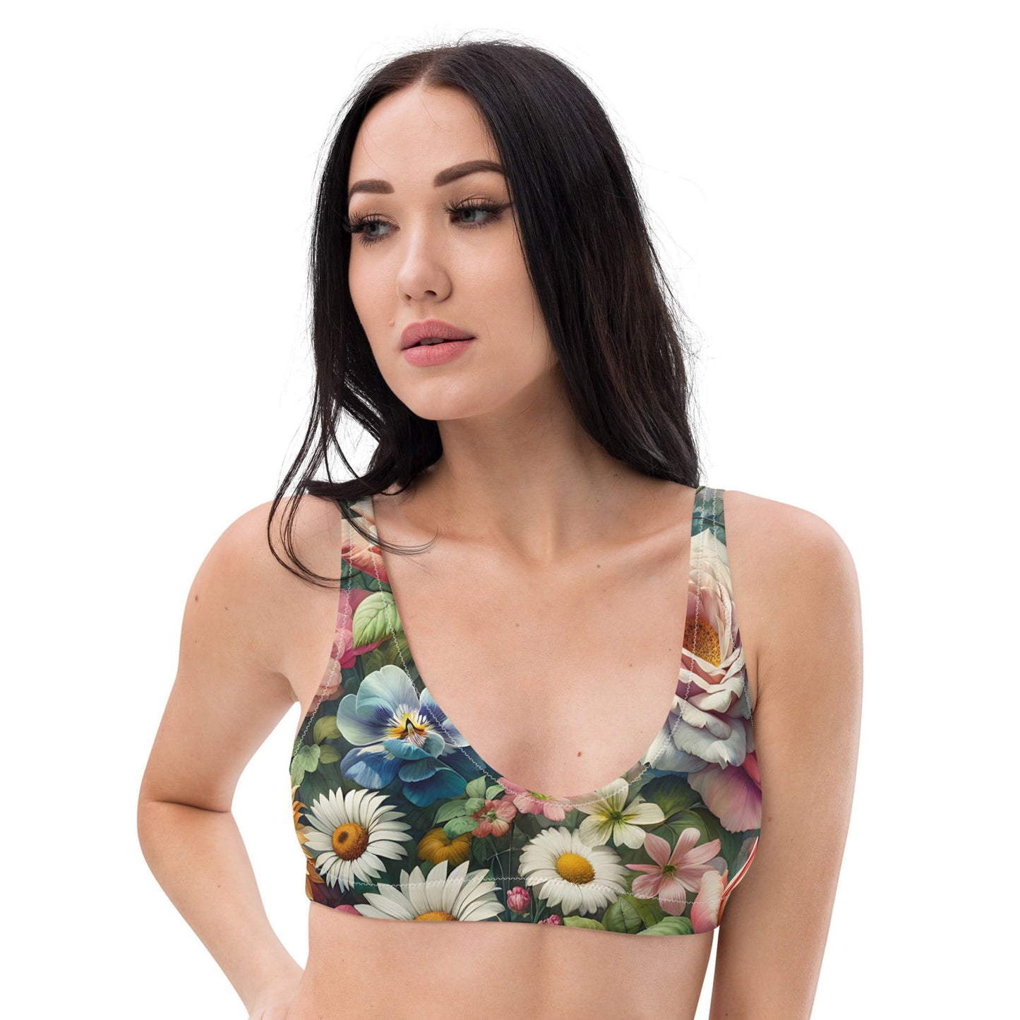 'Garden Flowers' Recycled padded bikini top Swimwear
