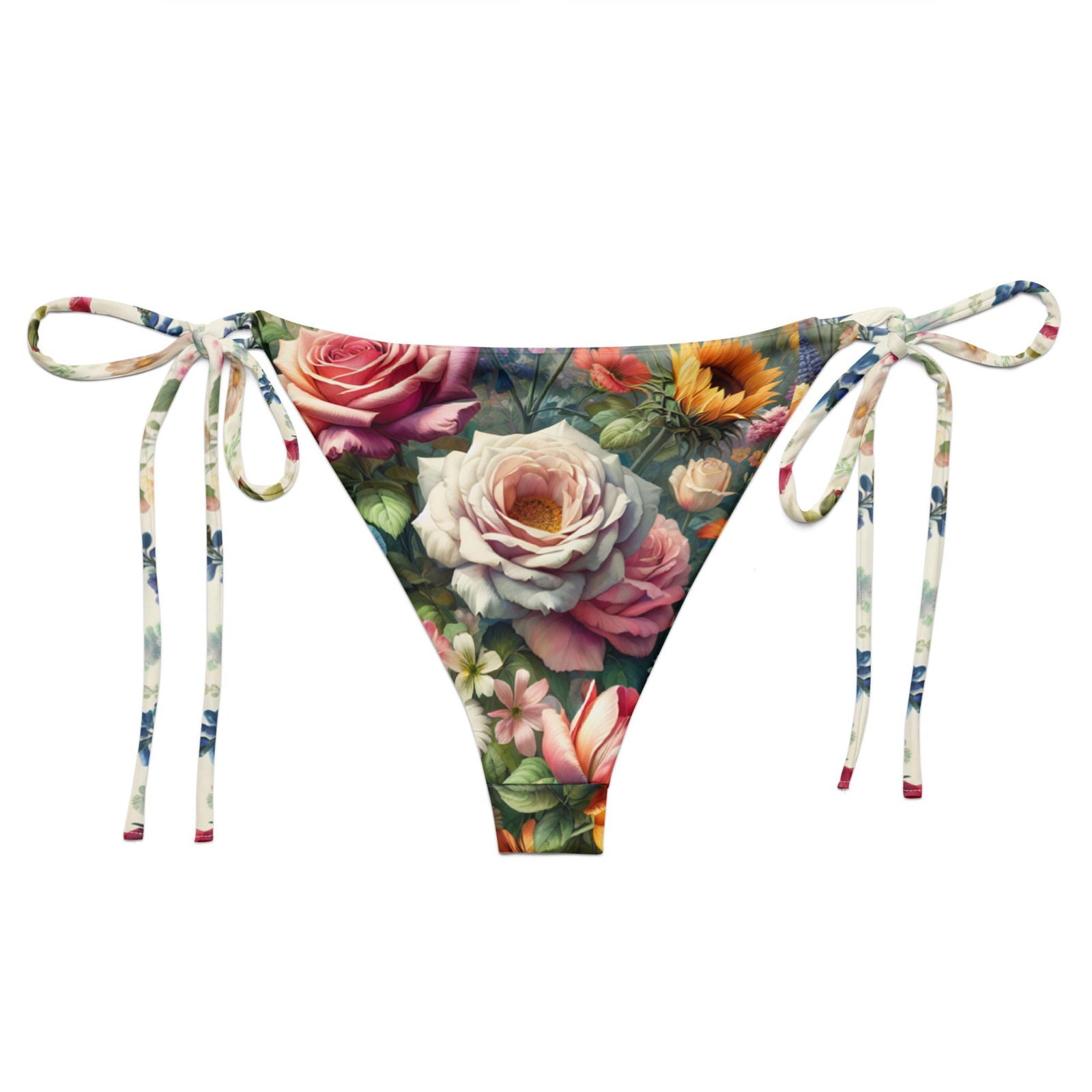 'Garden Flowers' Recycled string bikini bottom Swimwear