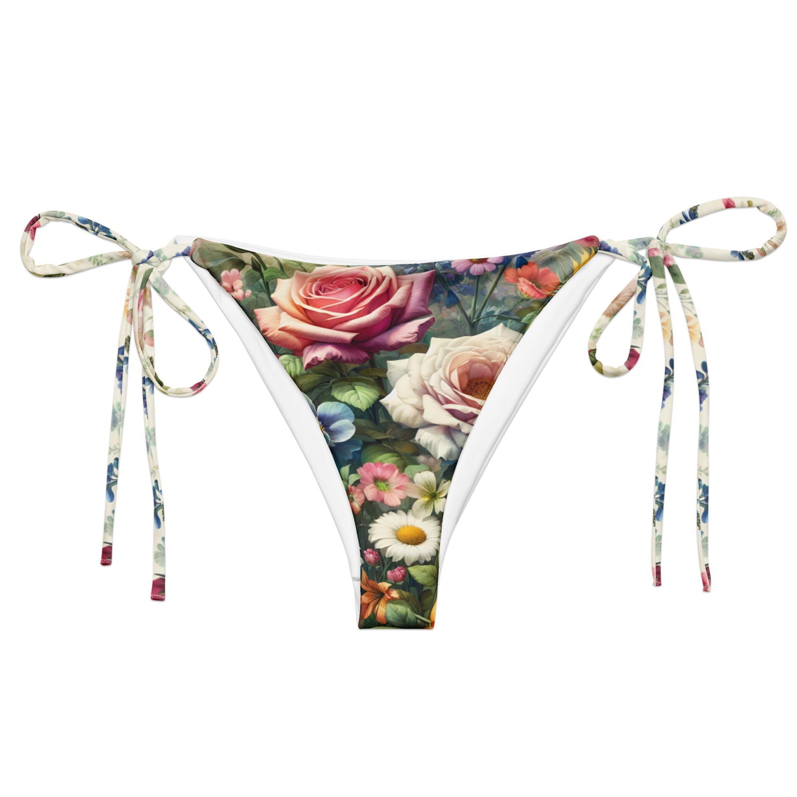 'Garden Flowers' Recycled string bikini bottom Swimwear
