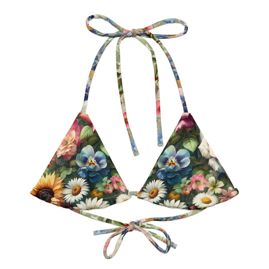 'Garden Flowers' Recycled string bikini top Swimwear