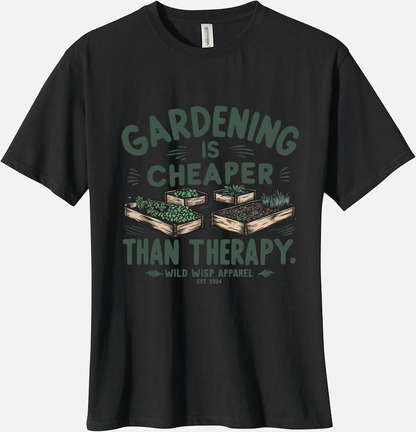 'Gardening Is Cheaper Than Therapy' Organic Unisex Crewneck T-shirt T-Shirts