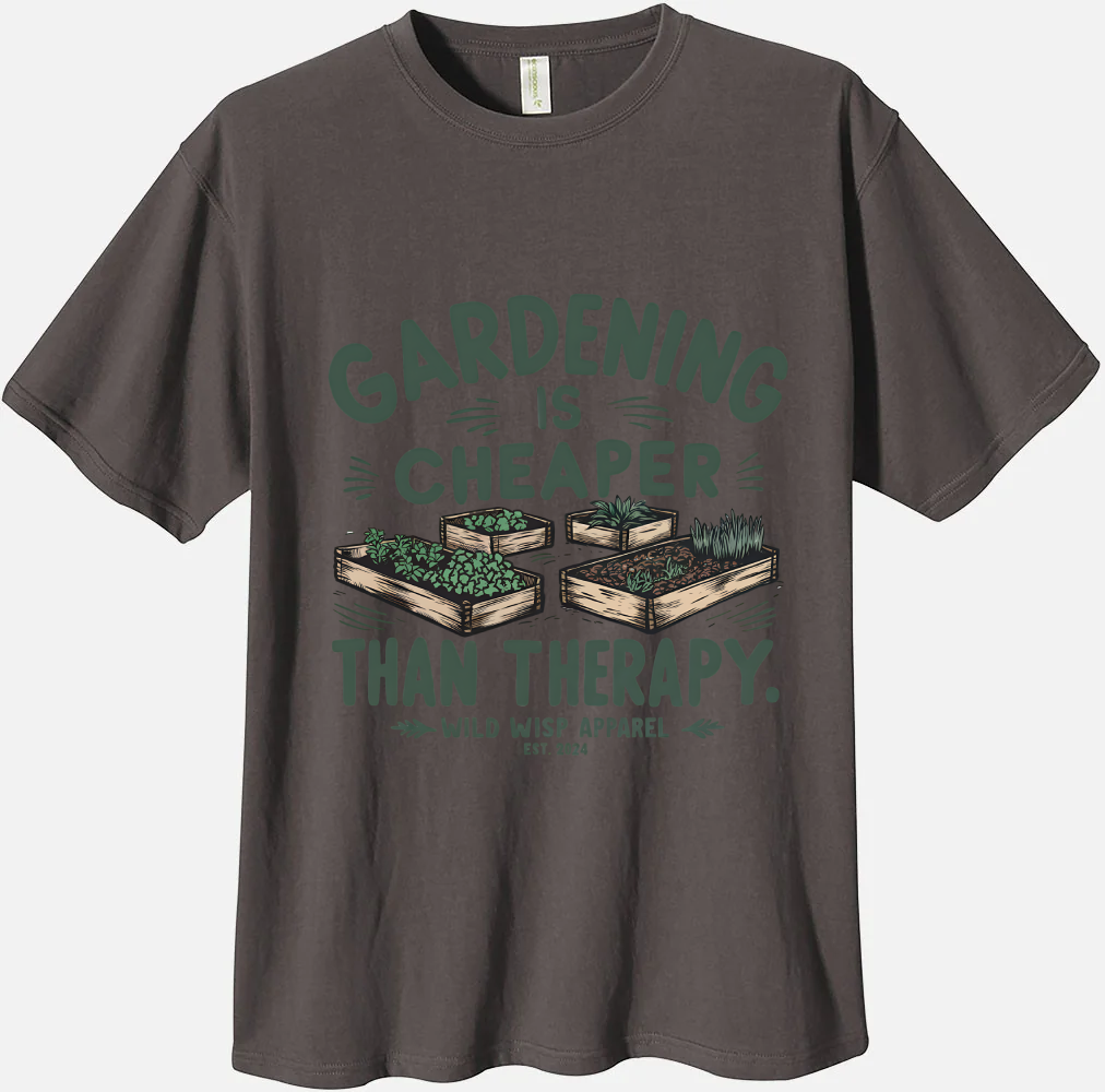'Gardening Is Cheaper Than Therapy' Organic Unisex Crewneck T-shirt T-Shirts