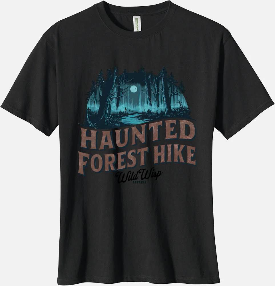 'Haunted Forest Hike' Organic Unisex Crewneck T-shirt T-Shirts