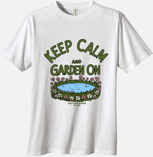 'Keep Calm and Garden on' Organic Unisex Crewneck T-shirt T-Shirts