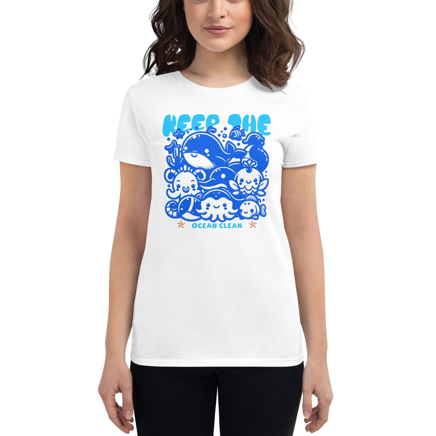 'Keep the Oceans Clean Blue' Women's short sleeve t-shirt T-Shirts