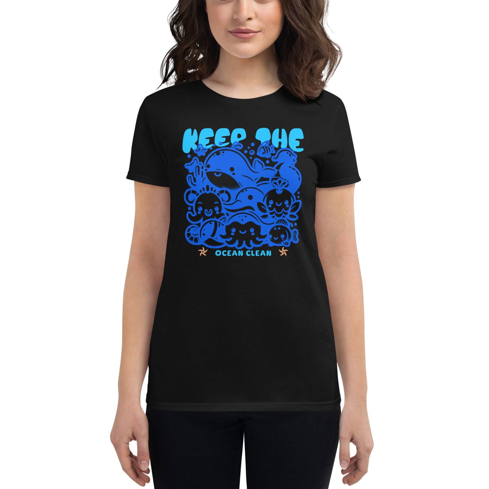 'Keep the Oceans Clean Blue' Women's short sleeve t-shirt T-Shirts