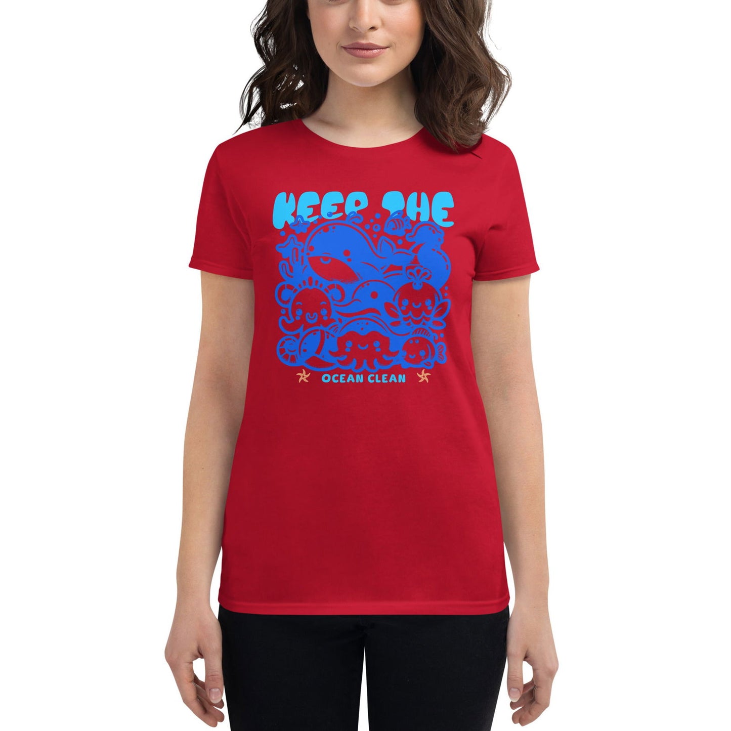 'Keep the Oceans Clean Blue' Women's short sleeve t-shirt T-Shirts