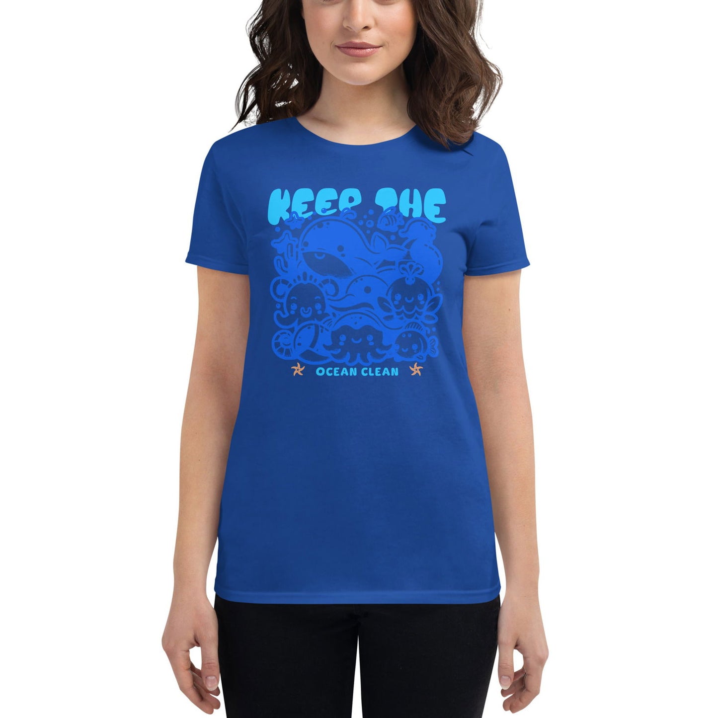 'Keep the Oceans Clean Blue' Women's short sleeve t-shirt T-Shirts