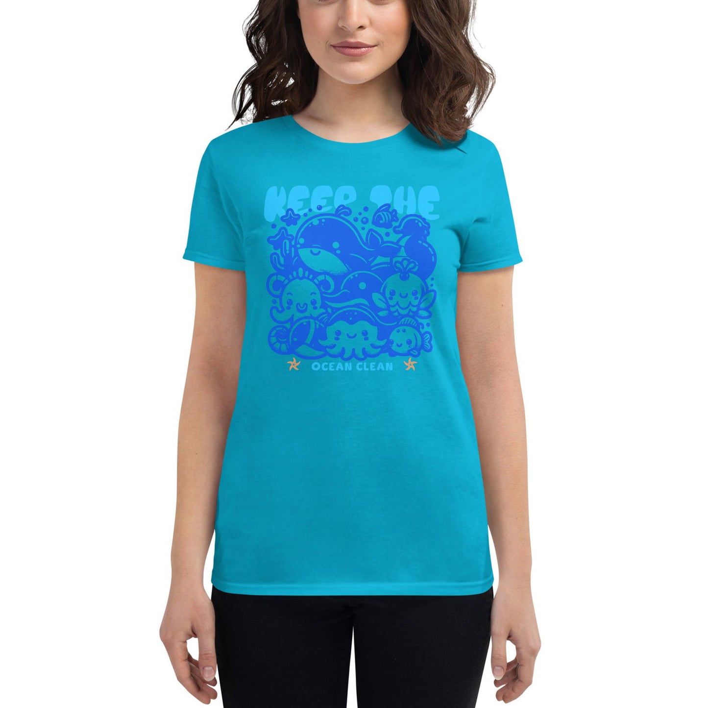 'Keep the Oceans Clean Blue' Women's short sleeve t-shirt T-Shirts