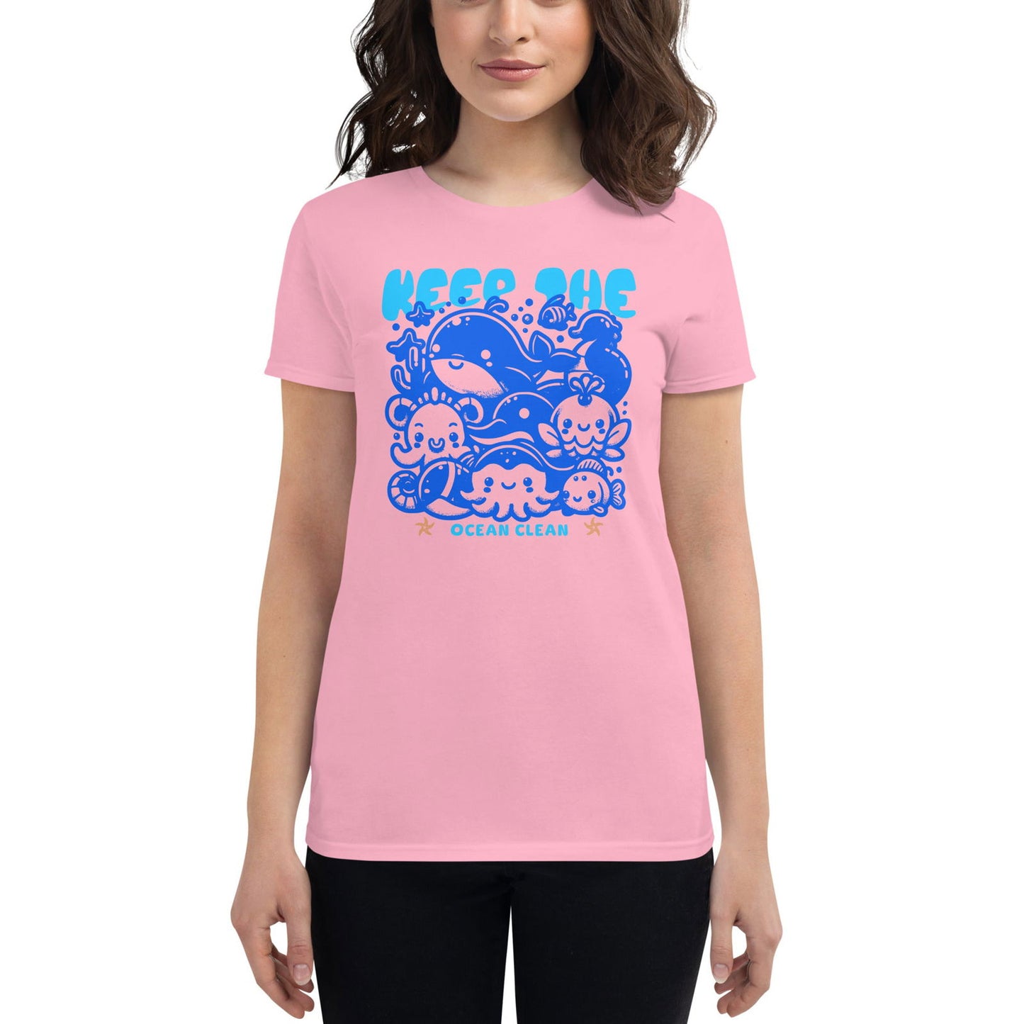 'Keep the Oceans Clean Blue' Women's short sleeve t-shirt T-Shirts