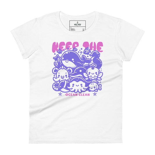 'Keep the Oceans Clean Pink' Women's short sleeve t-shirt T-Shirts