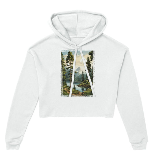 "Lakeside Reverie" Womens Cropped Hoodie Hoodies