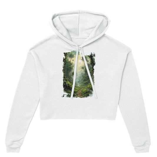"Mystic Jungle Trail" Womens Cropped Hoodie Hoodies