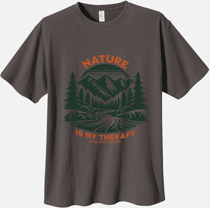 'Nature is My Therapy Forested River' Organic Unisex Crewneck T-shirt T-Shirts
