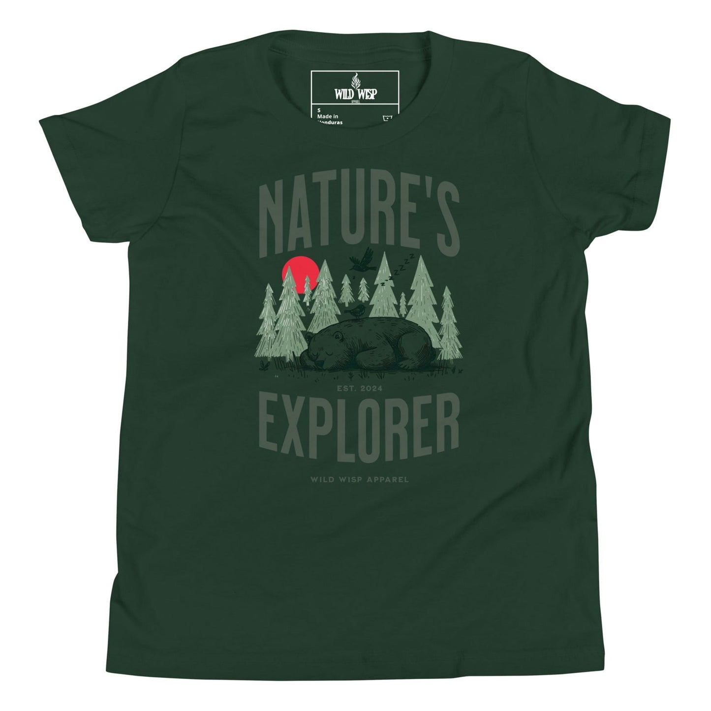 'Natures Explorer Sleeping Bear' Youth Short Sleeve T-Shirt T-Shirts