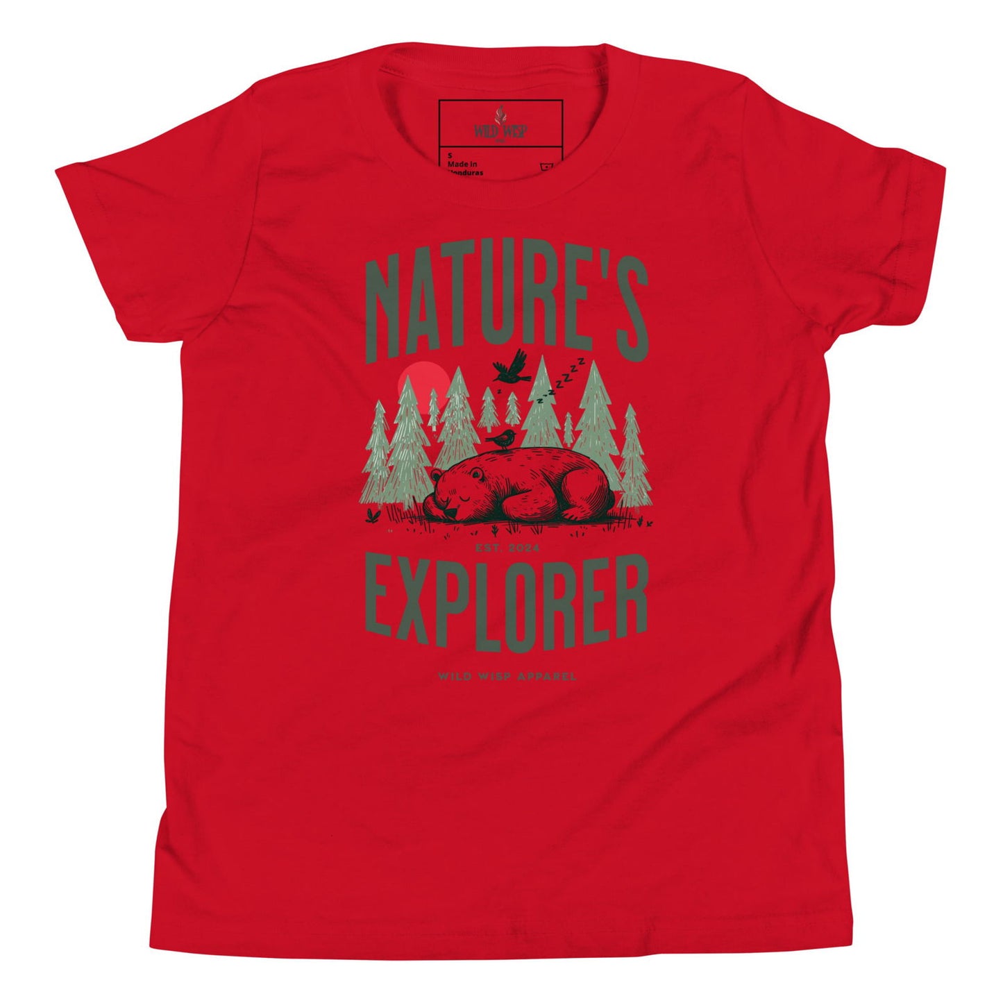 'Natures Explorer Sleeping Bear' Youth Short Sleeve T-Shirt T-Shirts