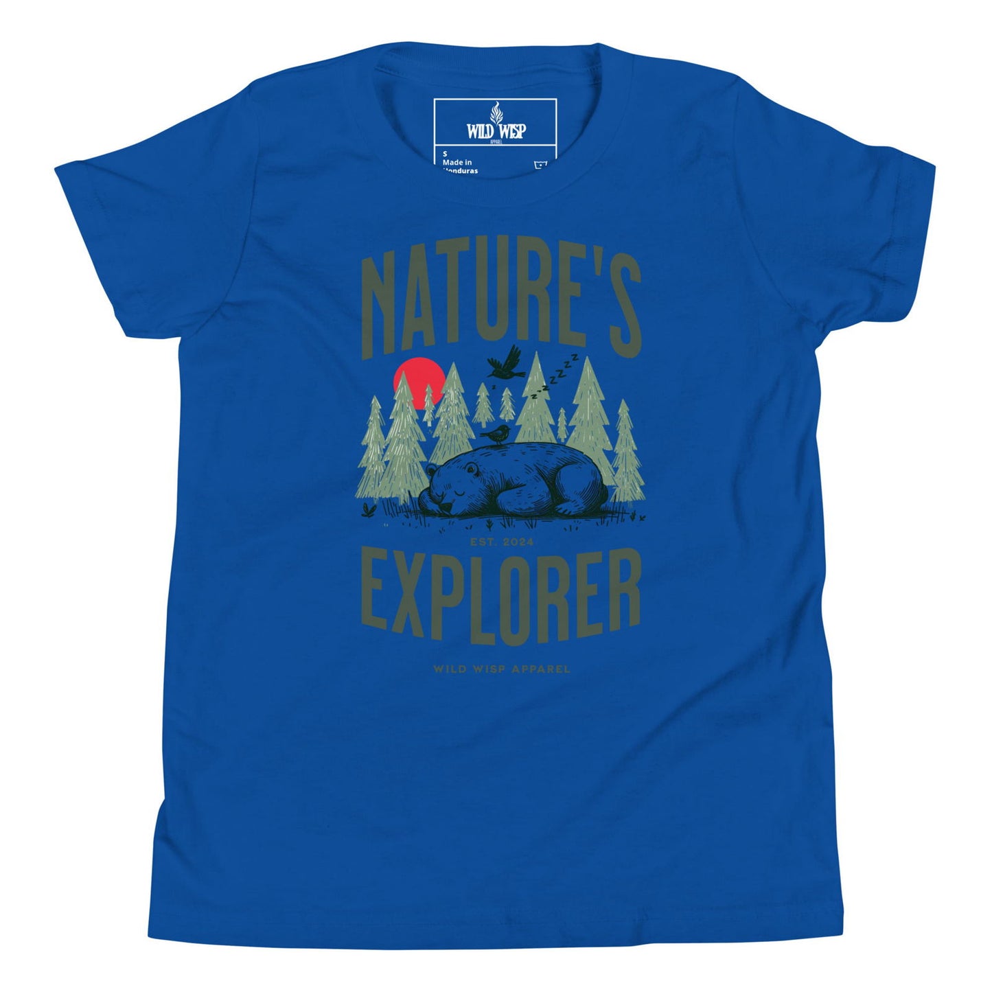 'Natures Explorer Sleeping Bear' Youth Short Sleeve T-Shirt T-Shirts