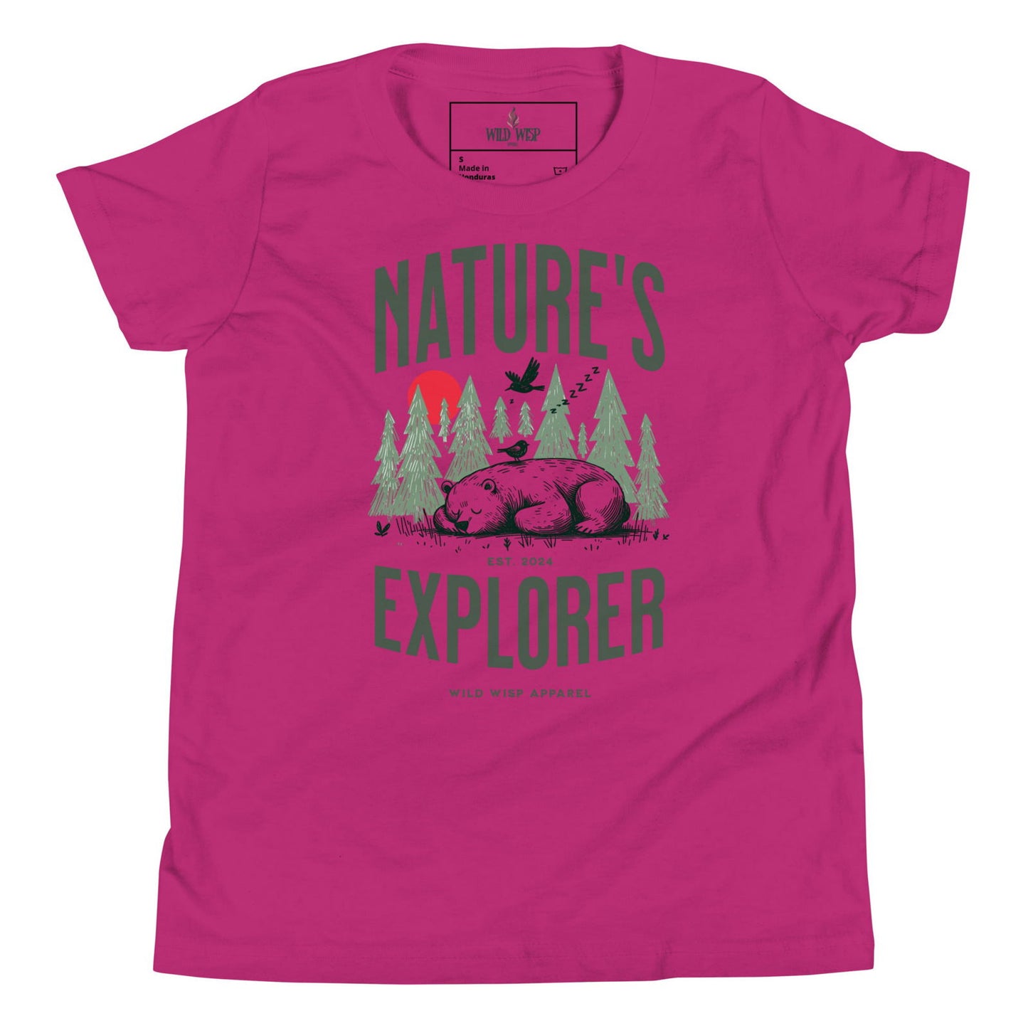 'Natures Explorer Sleeping Bear' Youth Short Sleeve T-Shirt T-Shirts