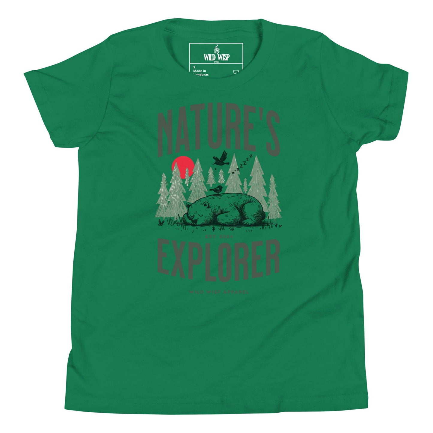 'Natures Explorer Sleeping Bear' Youth Short Sleeve T-Shirt T-Shirts