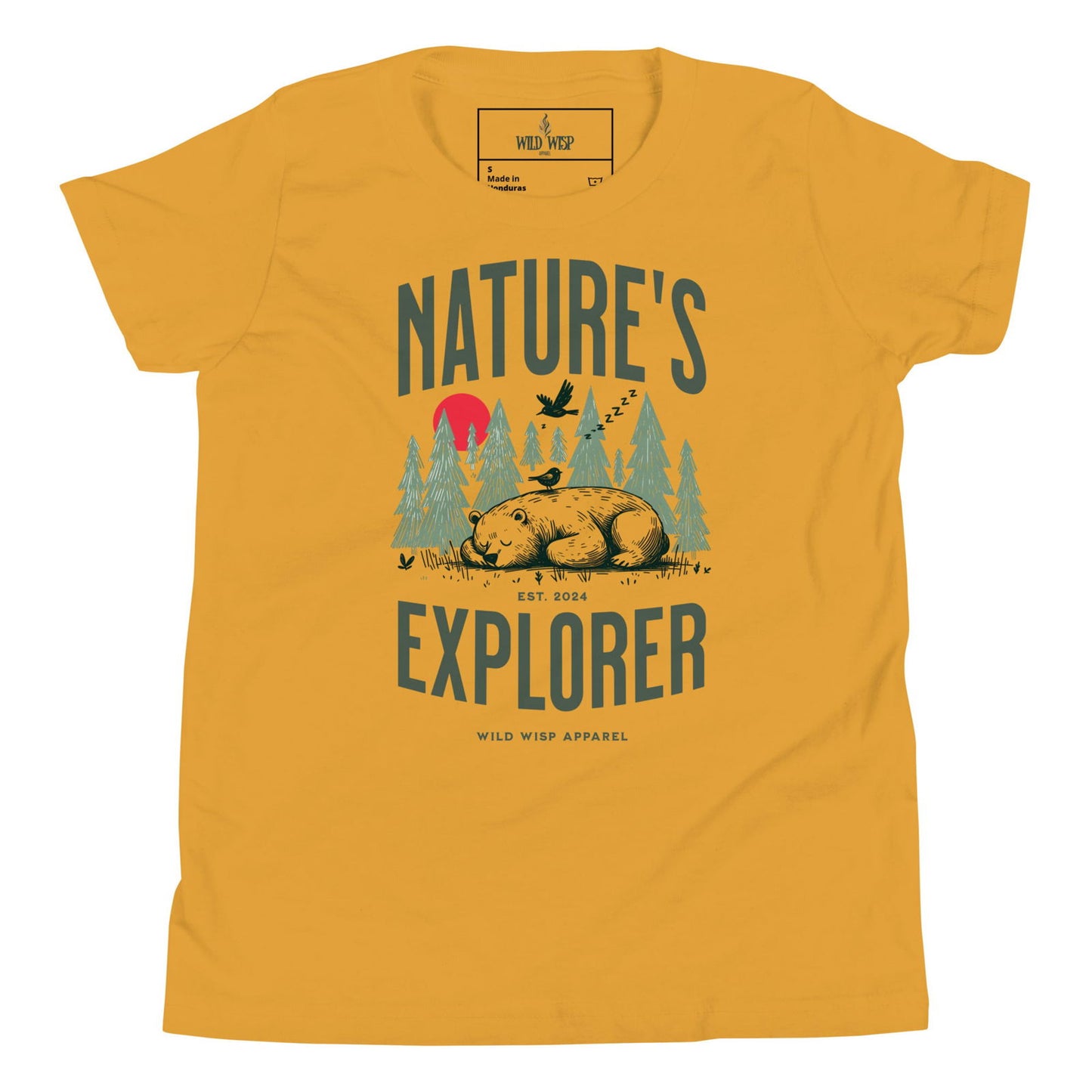 'Natures Explorer Sleeping Bear' Youth Short Sleeve T-Shirt T-Shirts