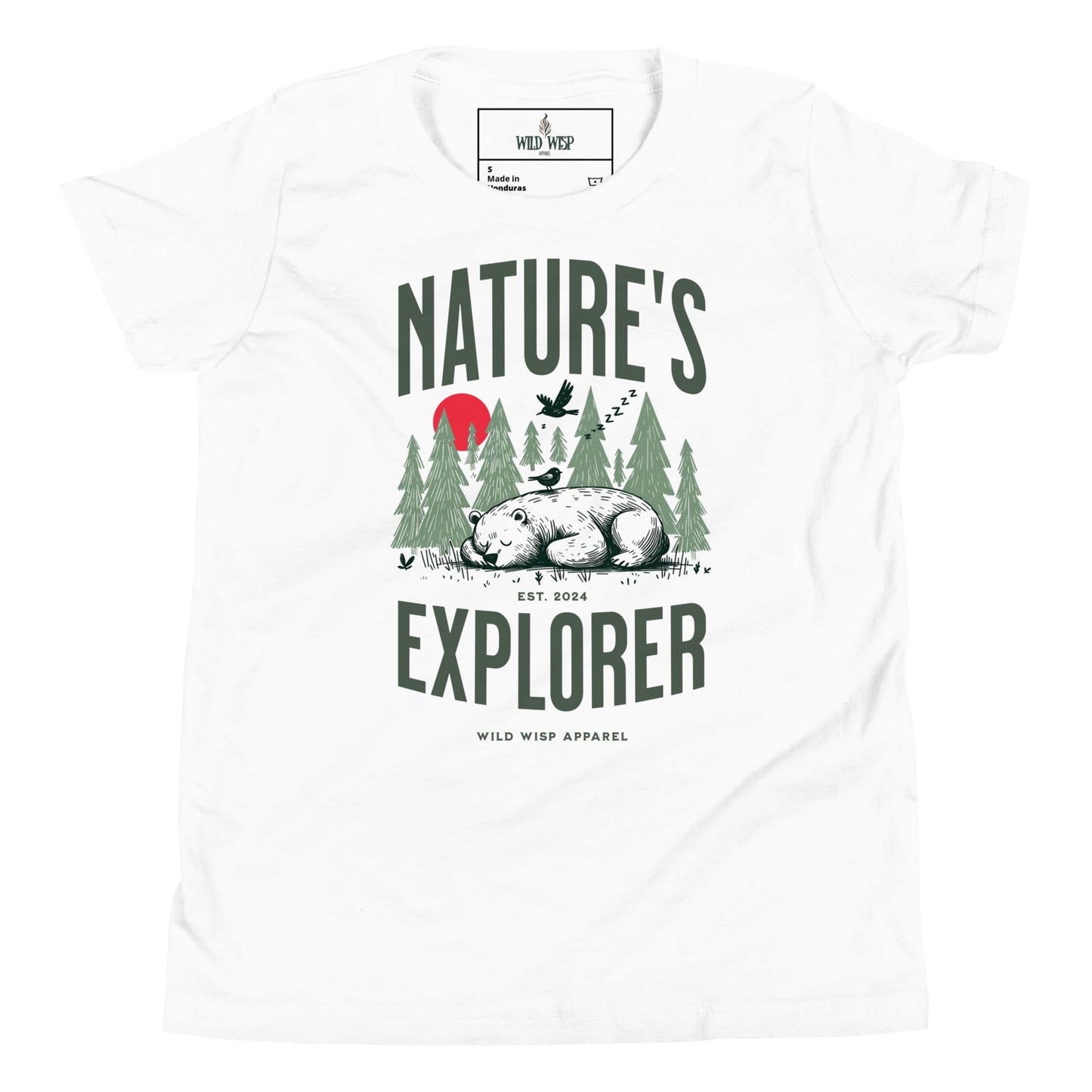 'Natures Explorer Sleeping Bear' Youth Short Sleeve T-Shirt T-Shirts