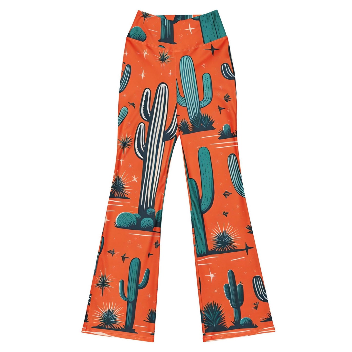 Orange Cacti' Flare leggings with pockets - Wild Wisp Apparel