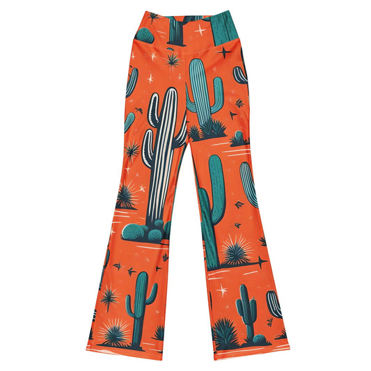 'Orange Cacti' Flare leggings with pockets Leggings