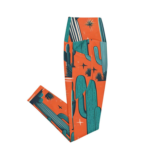 'Orange Cacti' Leggings with pockets Leggings