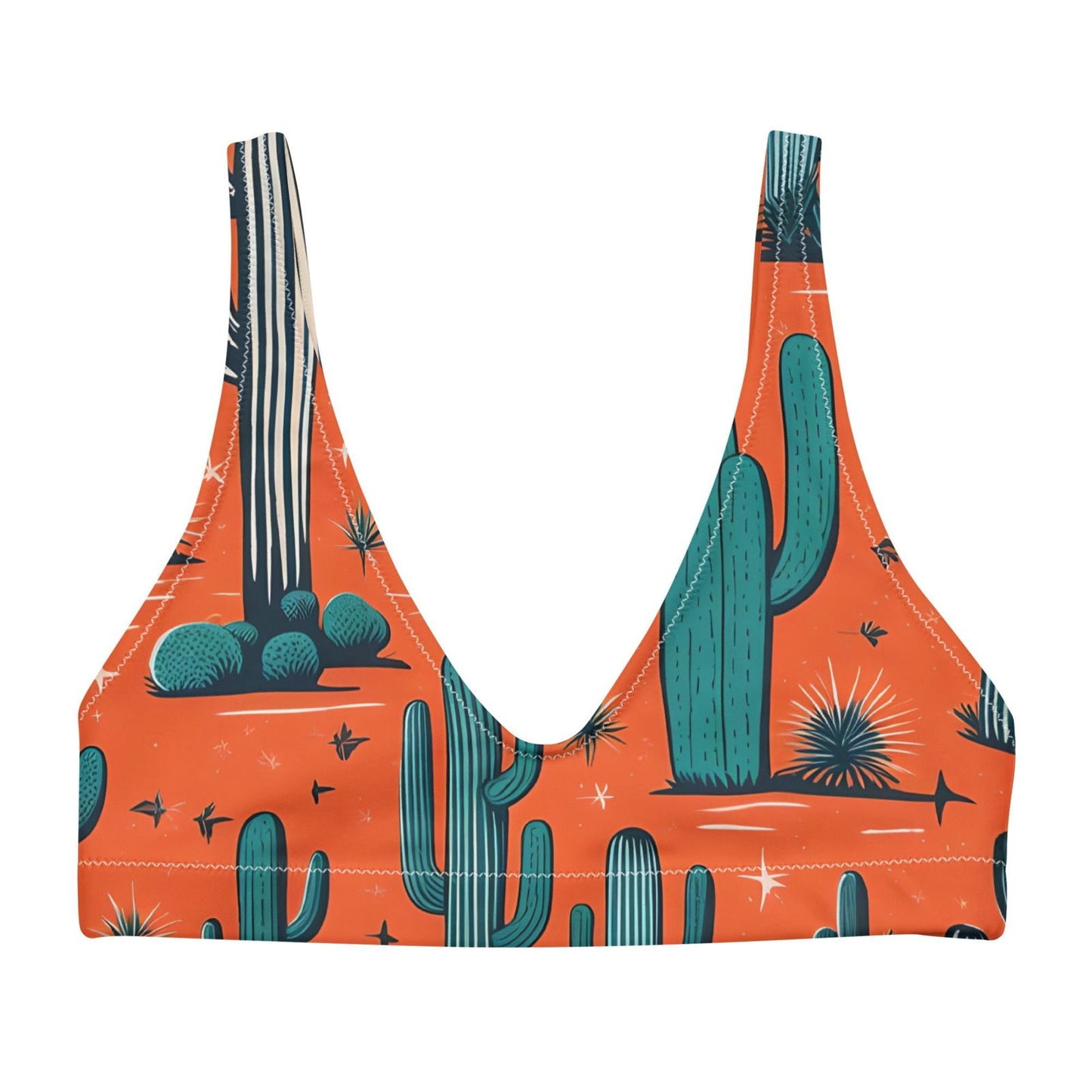 'Orange Cacti' Recycled padded bikini top Swimwear