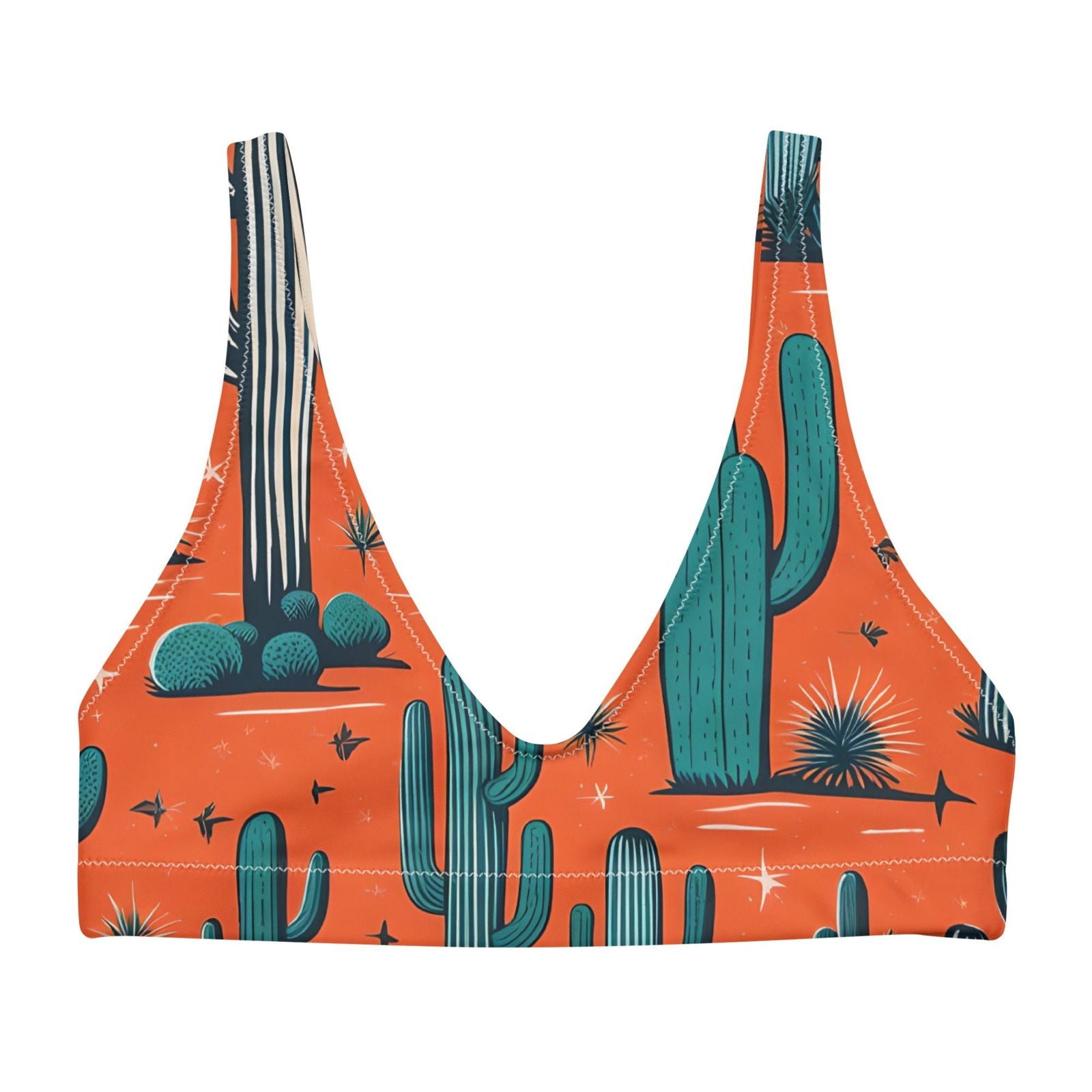 'Orange Cacti' Recycled padded bikini top Swimwear