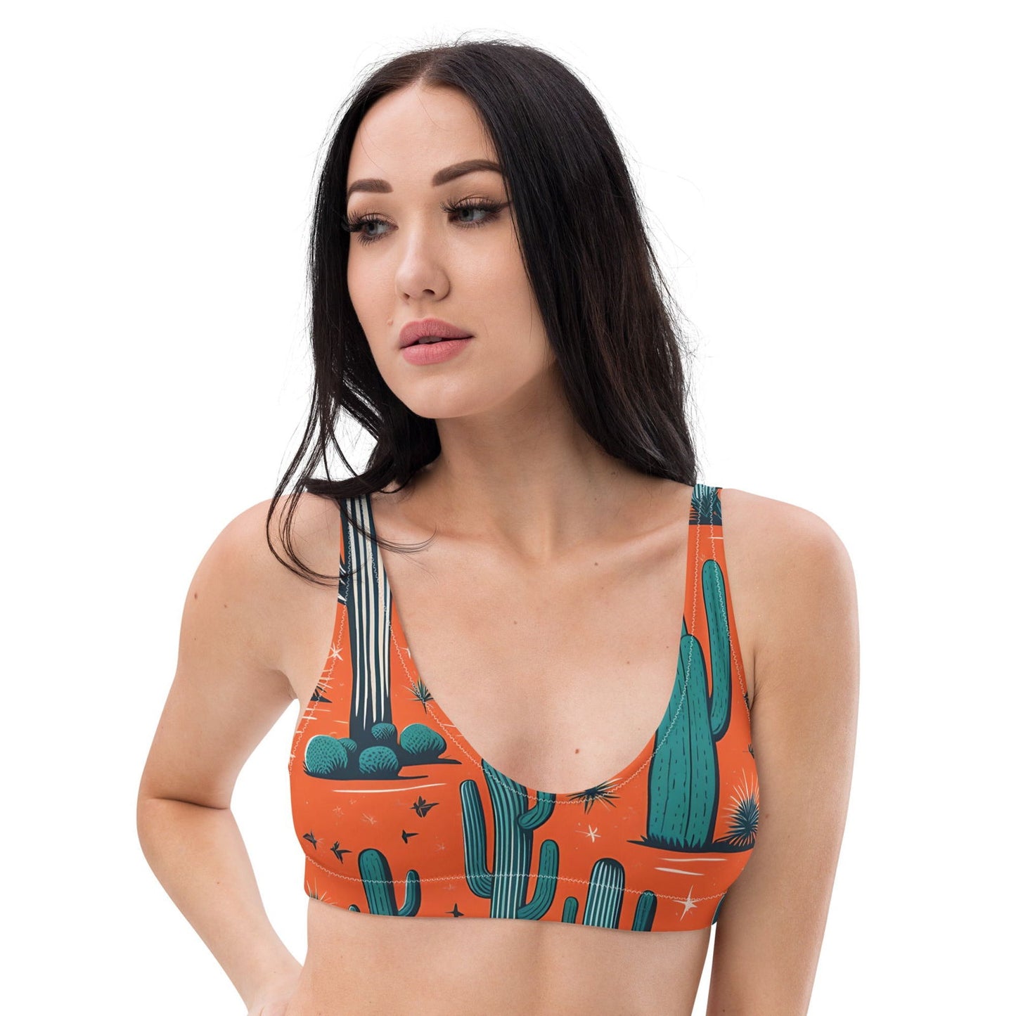 'Orange Cacti' Recycled padded bikini top Swimwear