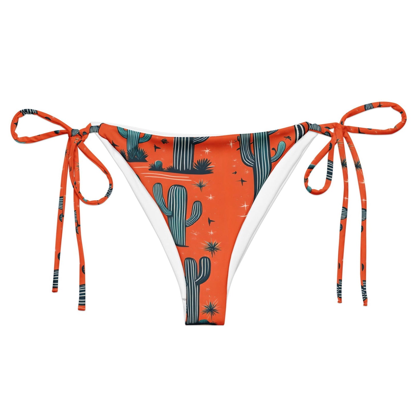 'Orange Cacti' Recycled string bikini bottom - Wild Wisp Apparel