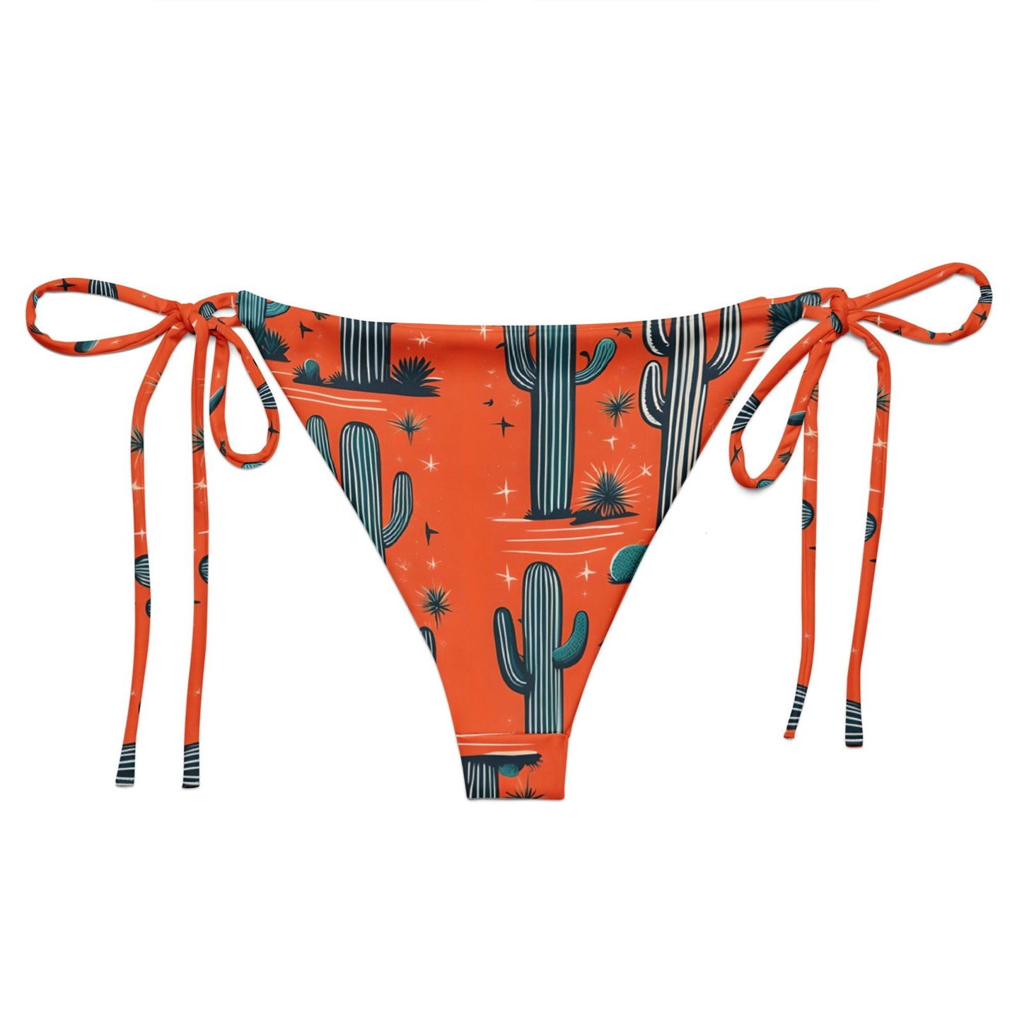 'Orange Cacti' Recycled string bikini bottom - Wild Wisp Apparel