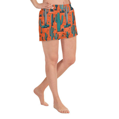 'Orange Cacti' Women’s Recycled Athletic Shorts - Wild Wisp Apparel