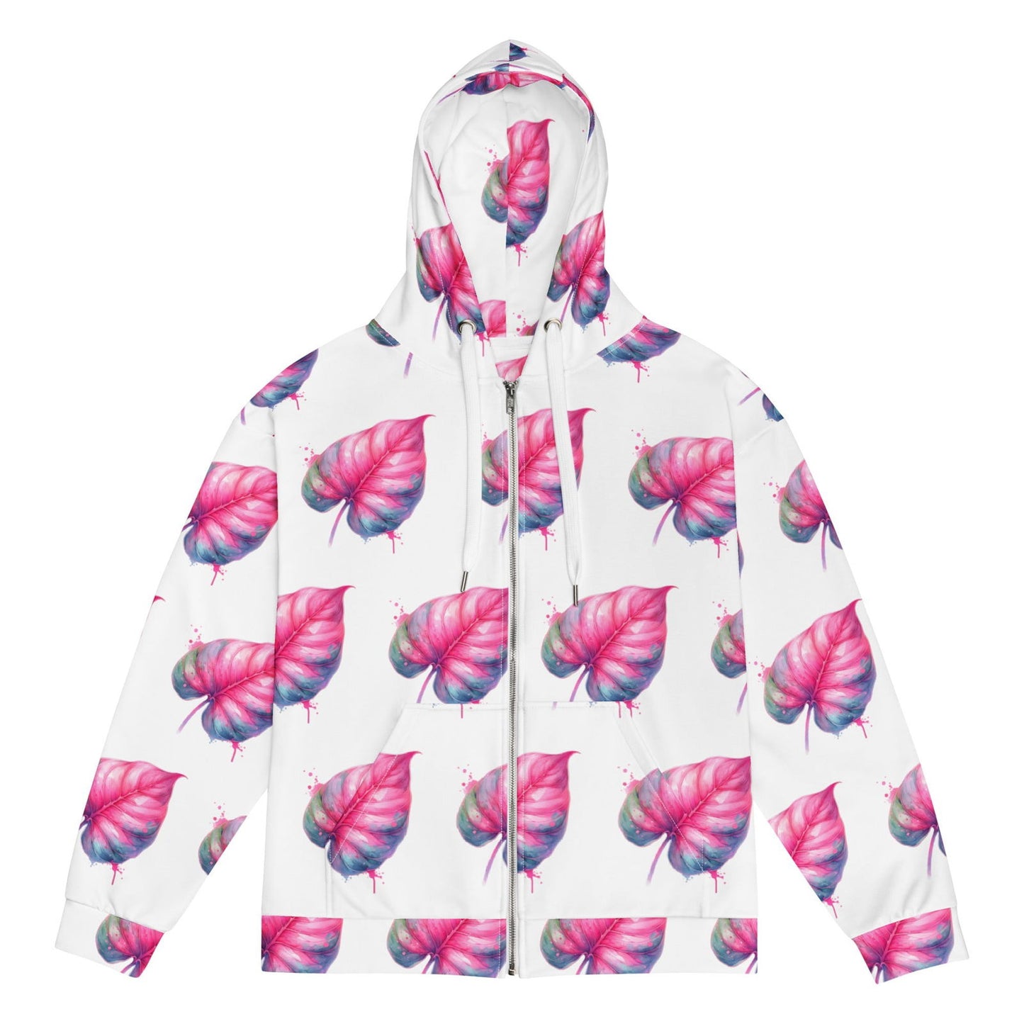 'Philodendron Pink Princess' Recycled Unisex Zip Hoodie Hoodies