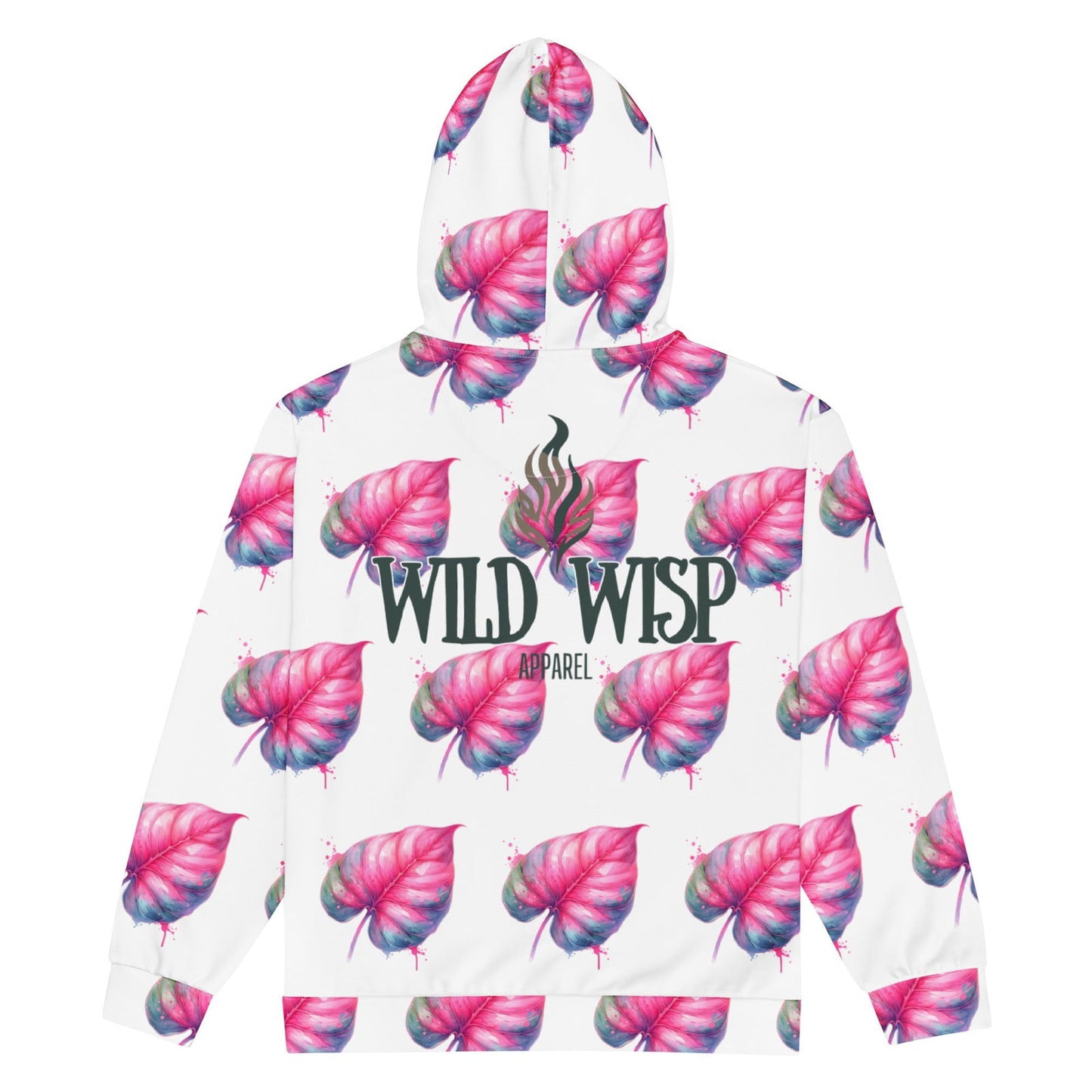'Philodendron Pink Princess' Recycled Unisex Zip Hoodie Hoodies