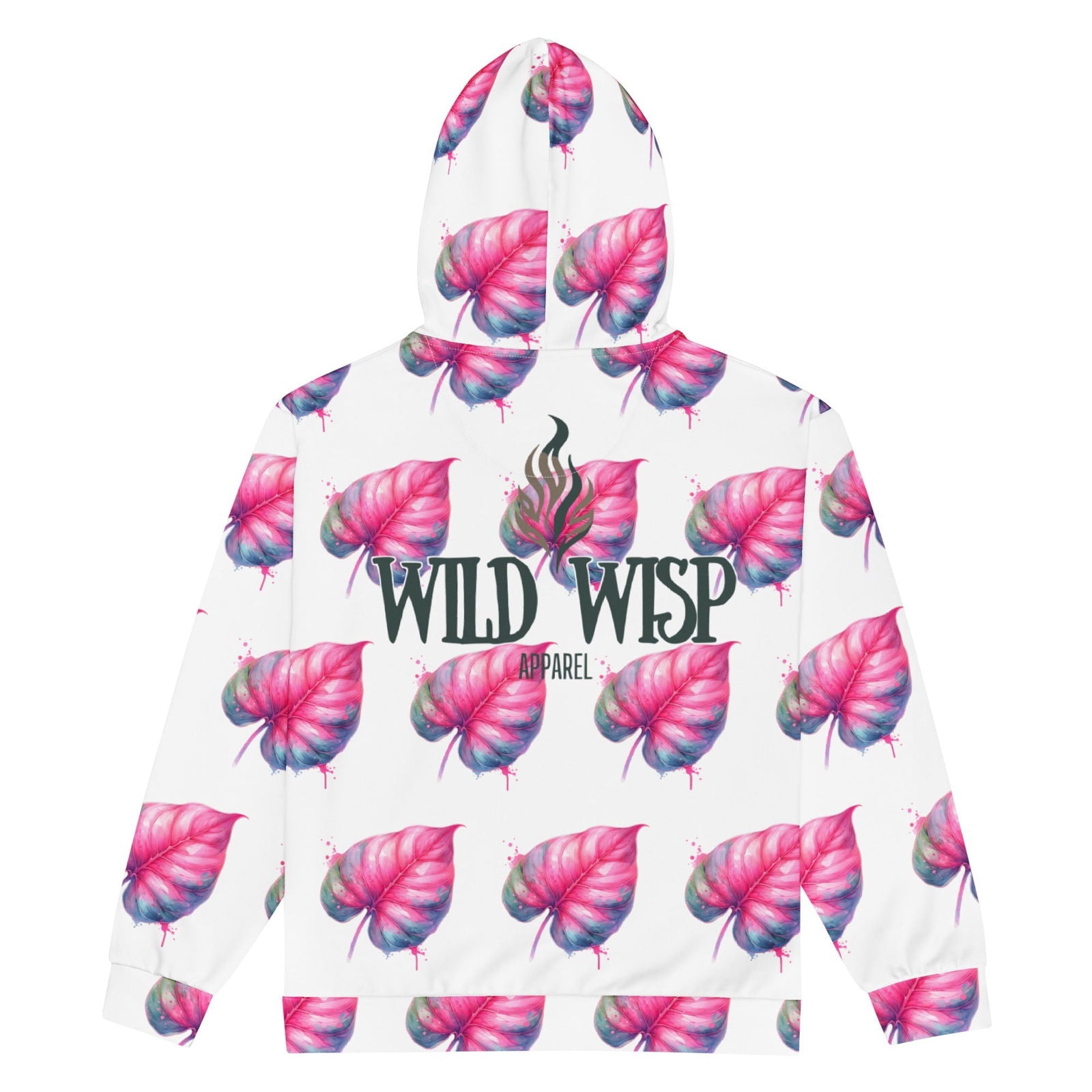 'Philodendron Pink Princess' Recycled Unisex Zip Hoodie Hoodies