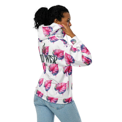 'Philodendron Pink Princess' Recycled Unisex Zip Hoodie Hoodies