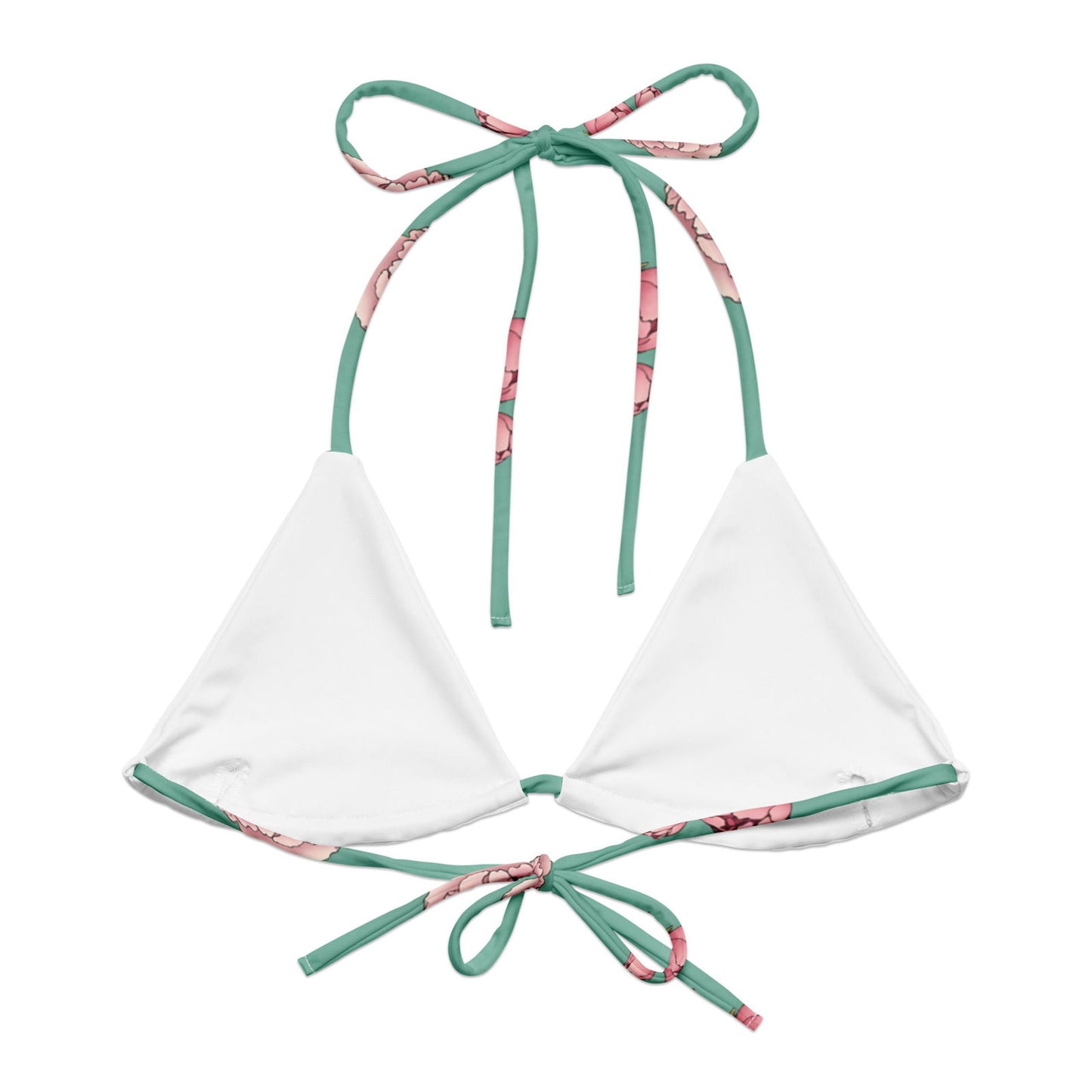 'Pink Peonies' Recycled string bikini top Swimwear