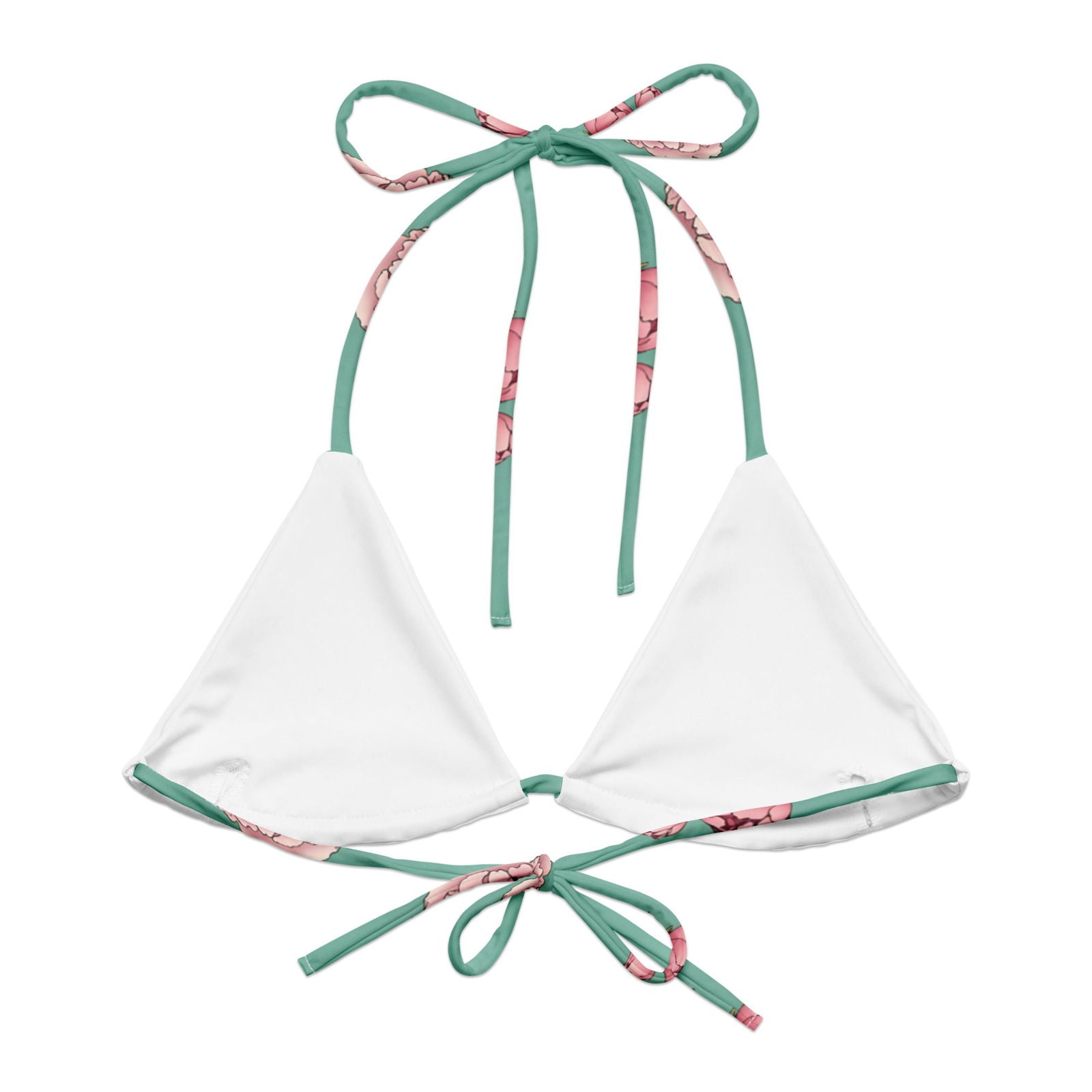 'Pink Peonies' Recycled string bikini top Swimwear
