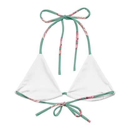 'Pink Peonies' Recycled string bikini top Swimwear